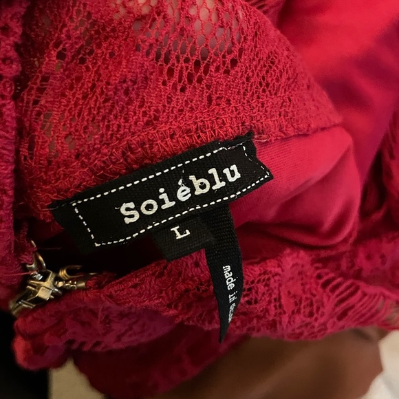 soieblu lace dress red long sleeve - Picture 2 of 5